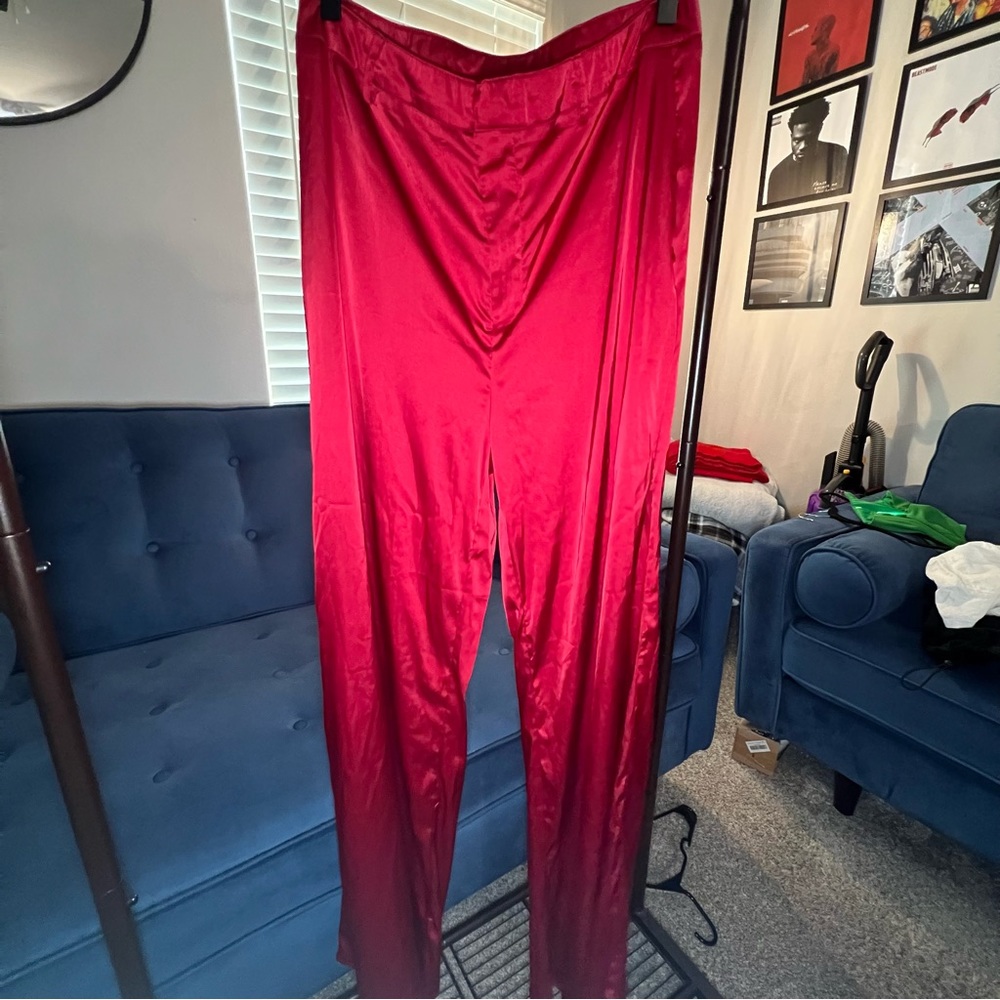 Satin Red Pants